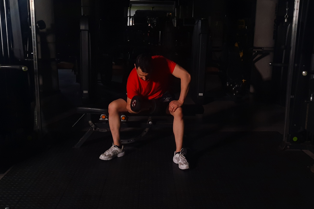 جلو بازو دمبل تمرکزی نشسته