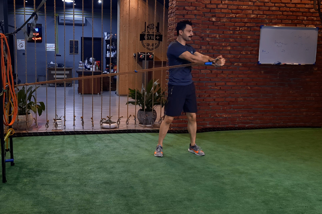 شکم مورب تبر زن با کش