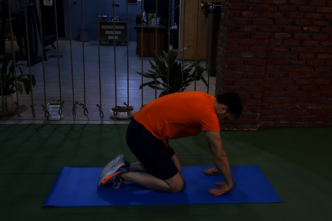 کشش ساعد پشت روی زانو نشسته