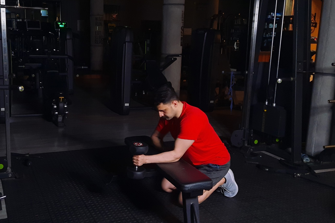 چرخش به داخل مچ با دمبل نشسته