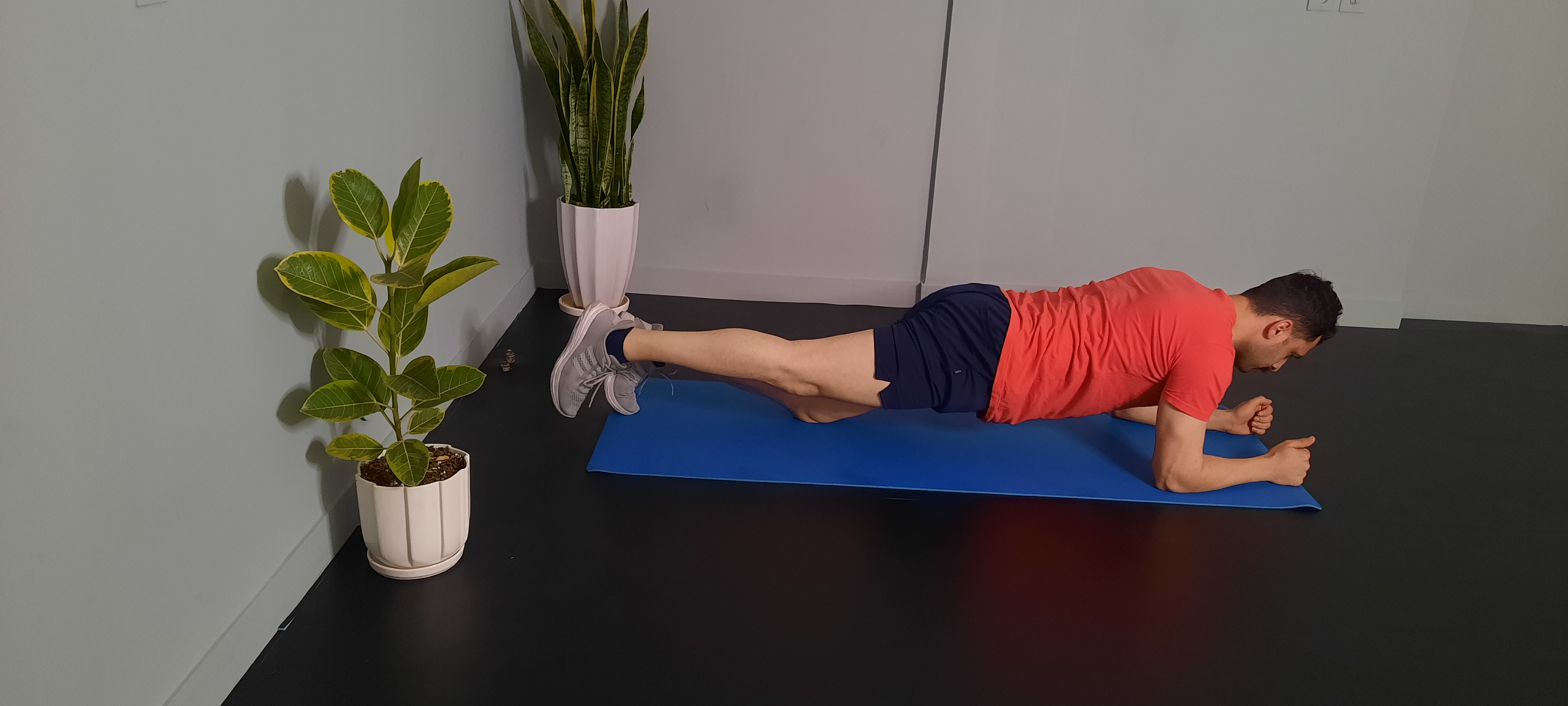 پلانک با حمایت ساعد و زانو تک پا متناوب