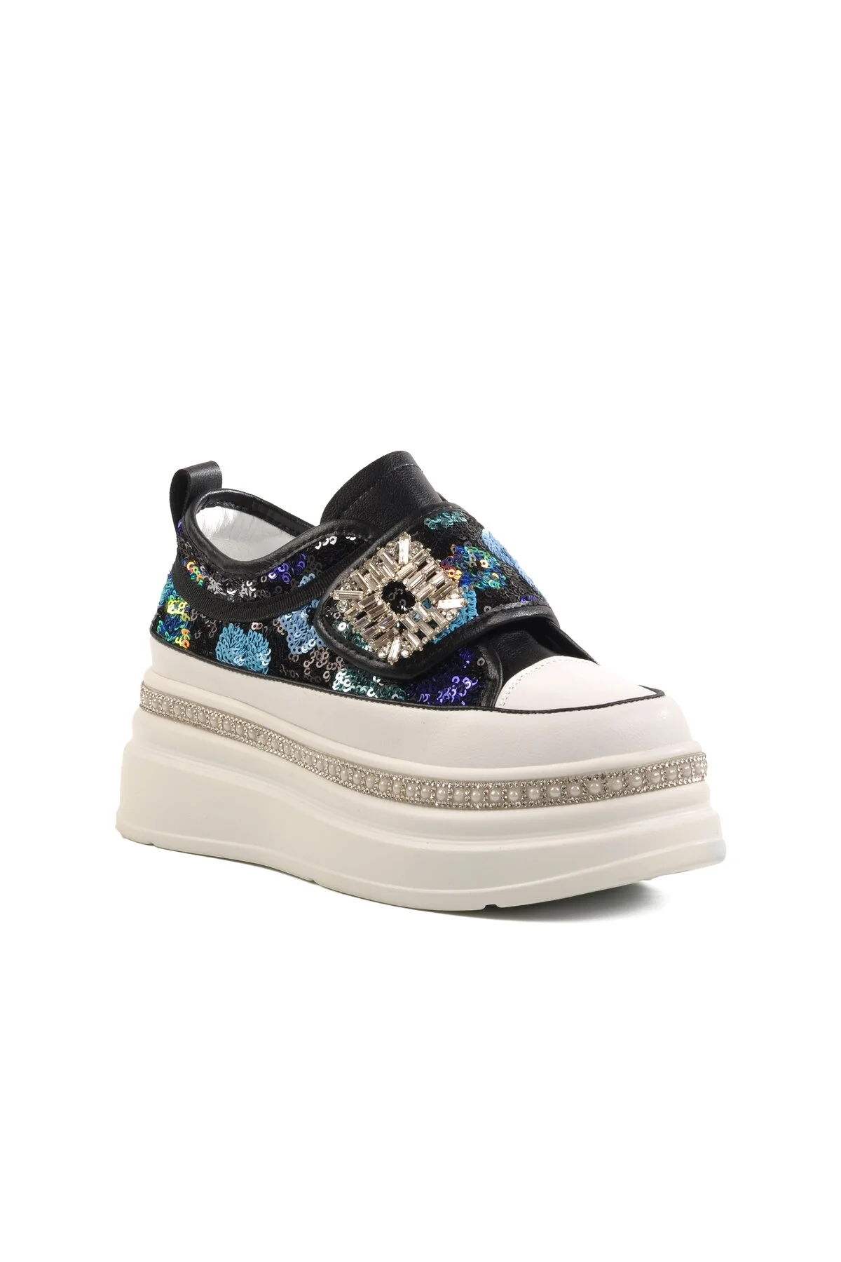 کفش اسنیکر زنانه Guja با کفی بلند و تزئینات سنگی مدل 25Y423-1 Z - تصویر 3