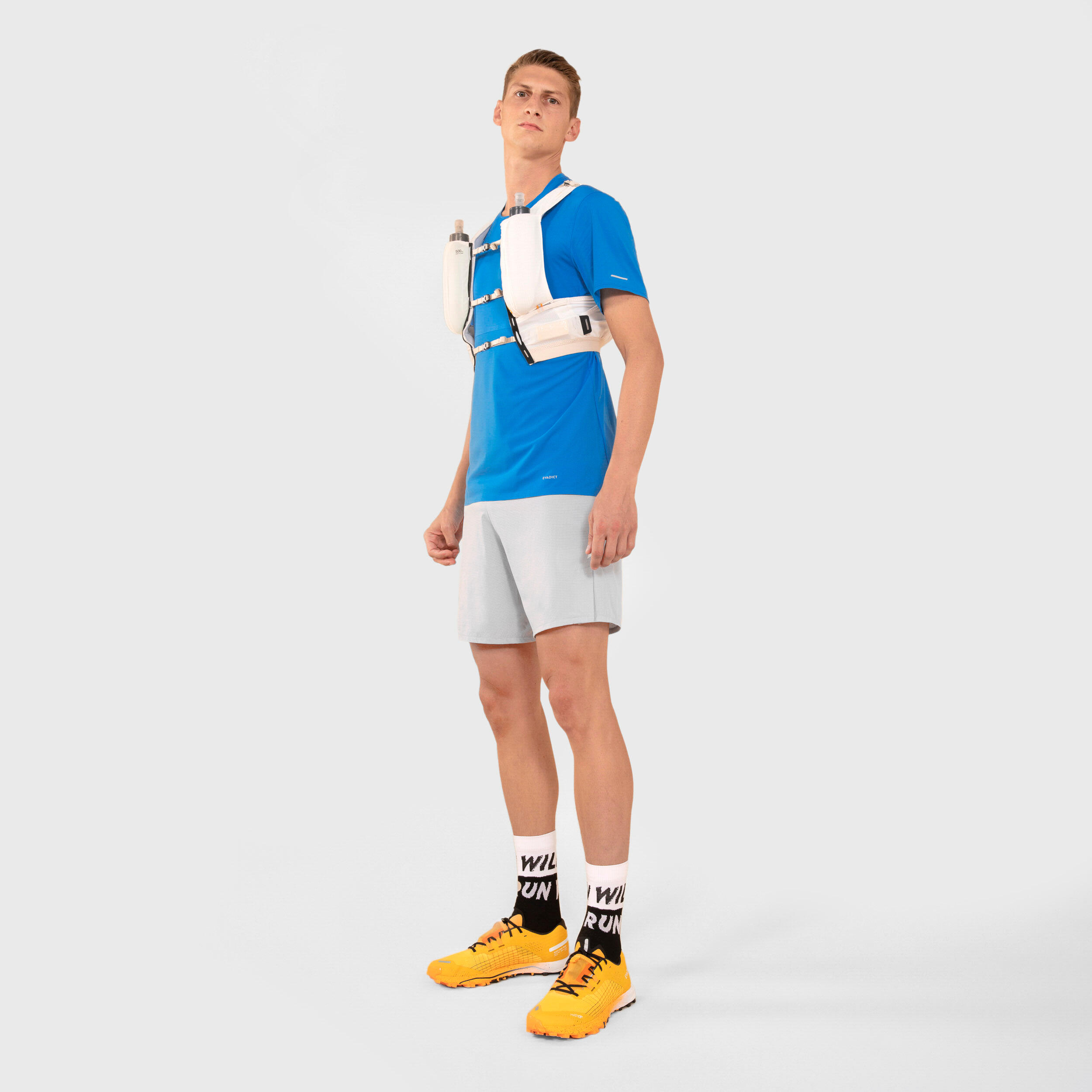 شلوارک مردانه دویدن و کراس کانتری – خاکستری صدفی – Kiprun Run 900 Ultra