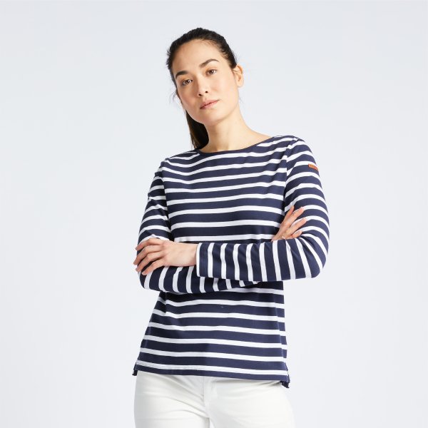 تیشرت زنانه آستین بلند Sailing 100 – سفید/آبی