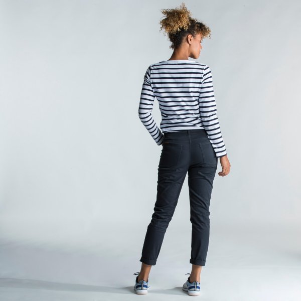 تیشرت زنانه TRIBORD مدل Sailing 100 – آستین بلند – رنگ سفید / آبی