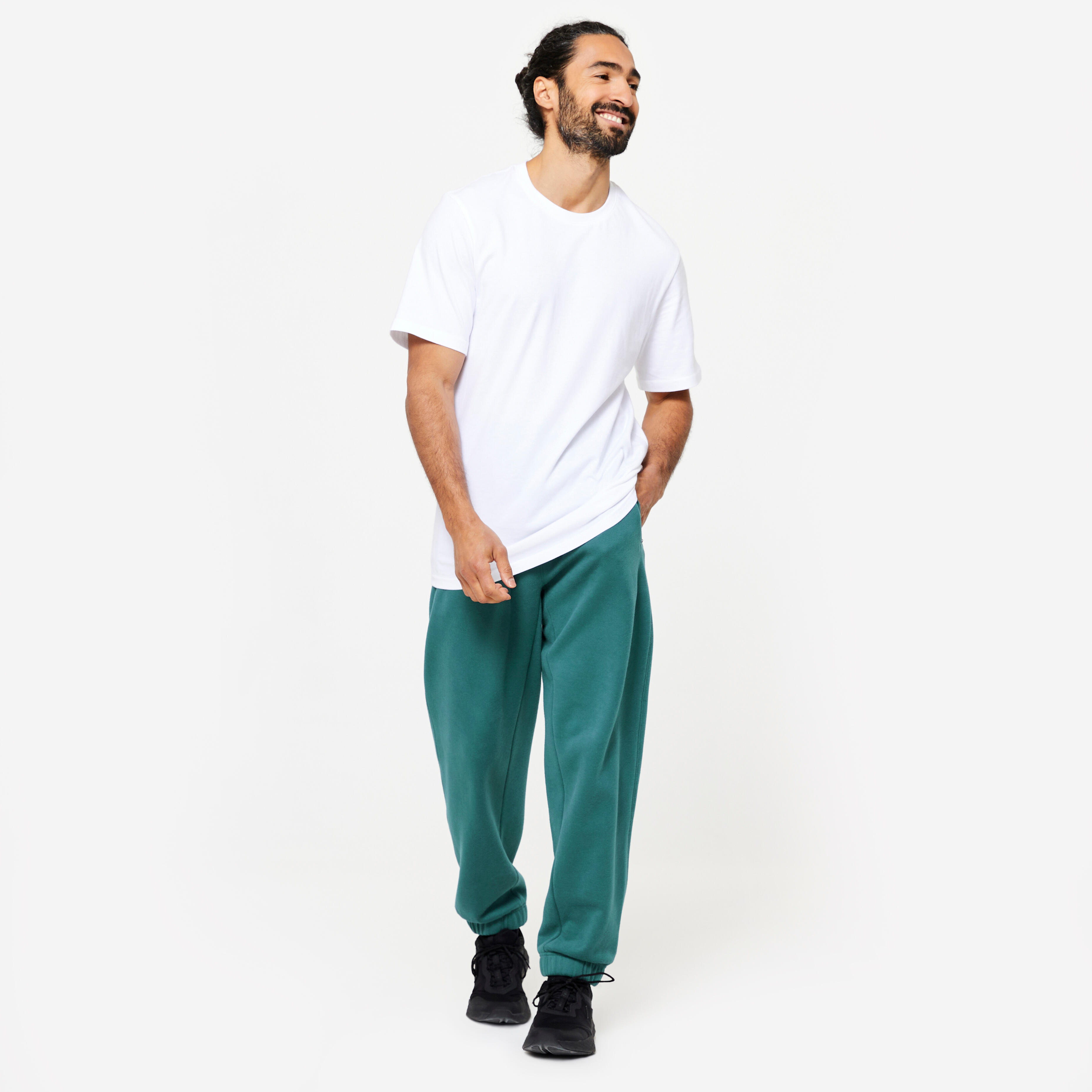 تیشرت ورزشی مردانه DOMYOS – آستین کوتاه، یقه دوچرخه‌ای – رنگ سفید