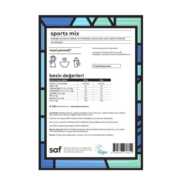 پروتئین گیاهی و سوپر فود – SAF Sports Mix ساشه ۳۰ گرمی