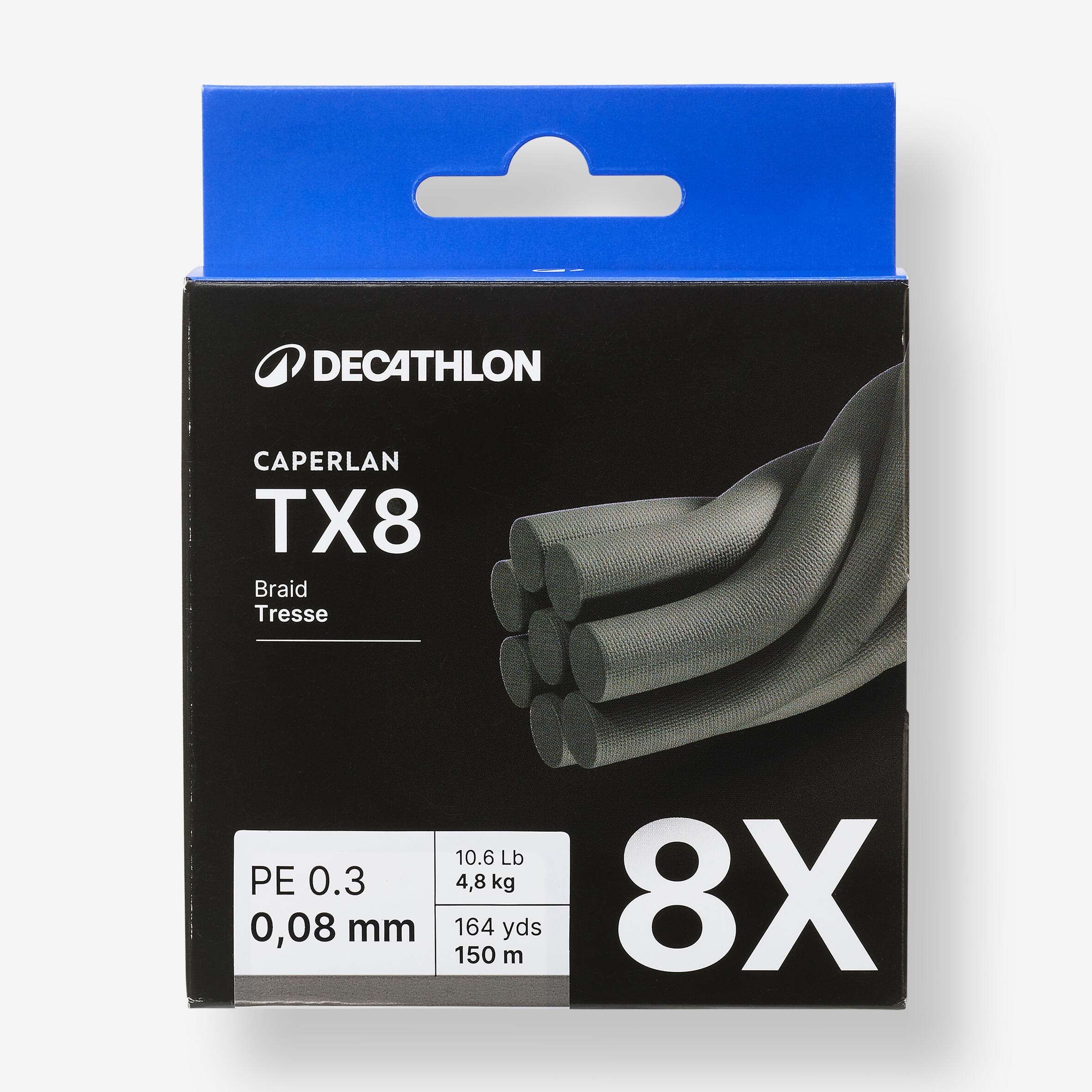 نخ ماهیگیری بافتنی CAPERLAN – مناسب با طعمه مصنوعی – ۸ لایه – رنگ خاکستری – مدل TX8