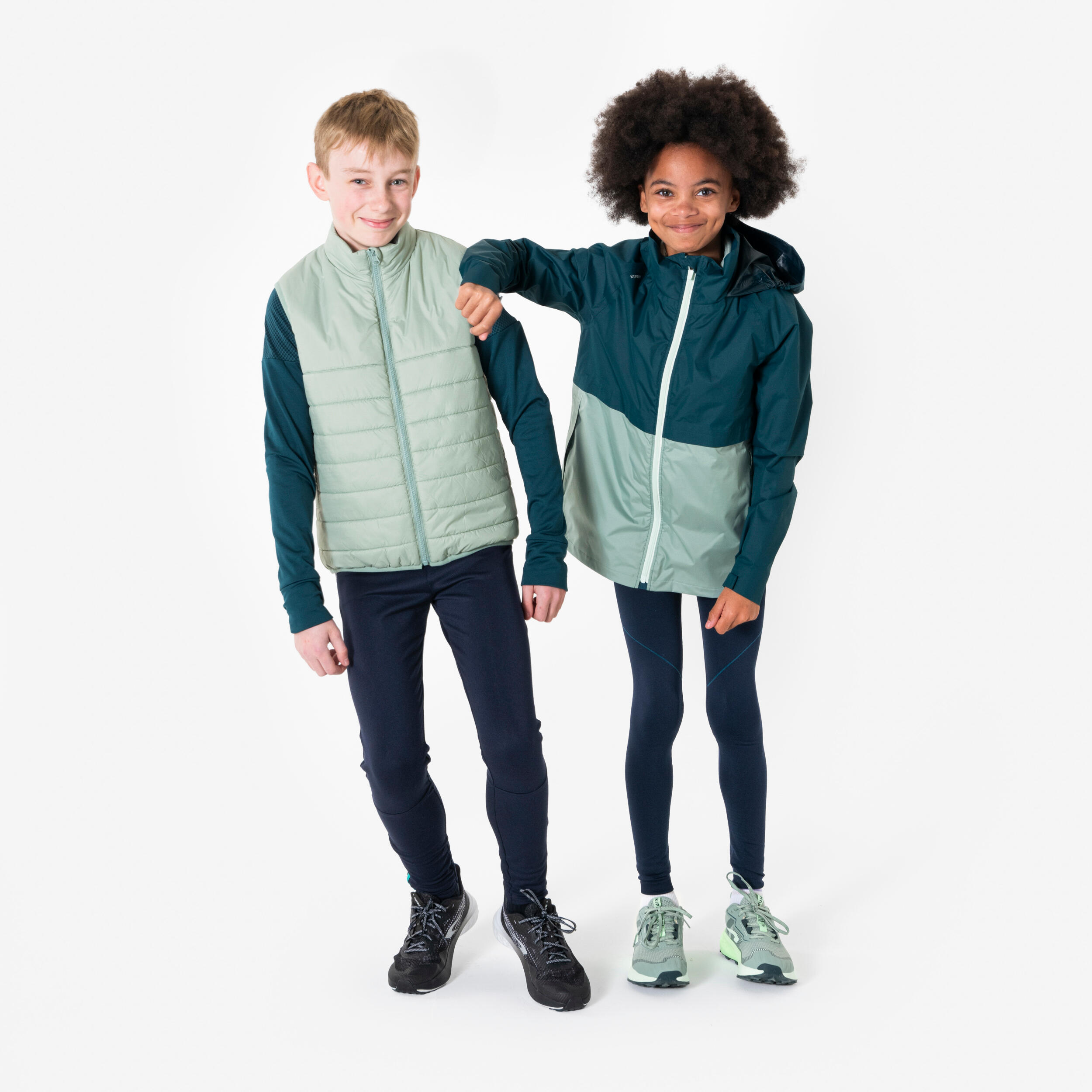 کاپشن دویدن کودک KIPRUN – مدل 3in1 – رنگ آبی/سبز - Image 3