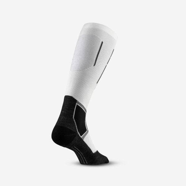 جوراب اسکی بزرگسال WEDZE مدل 500 – پشم مرینوس – رنگ مشکی / سفید - Image 3