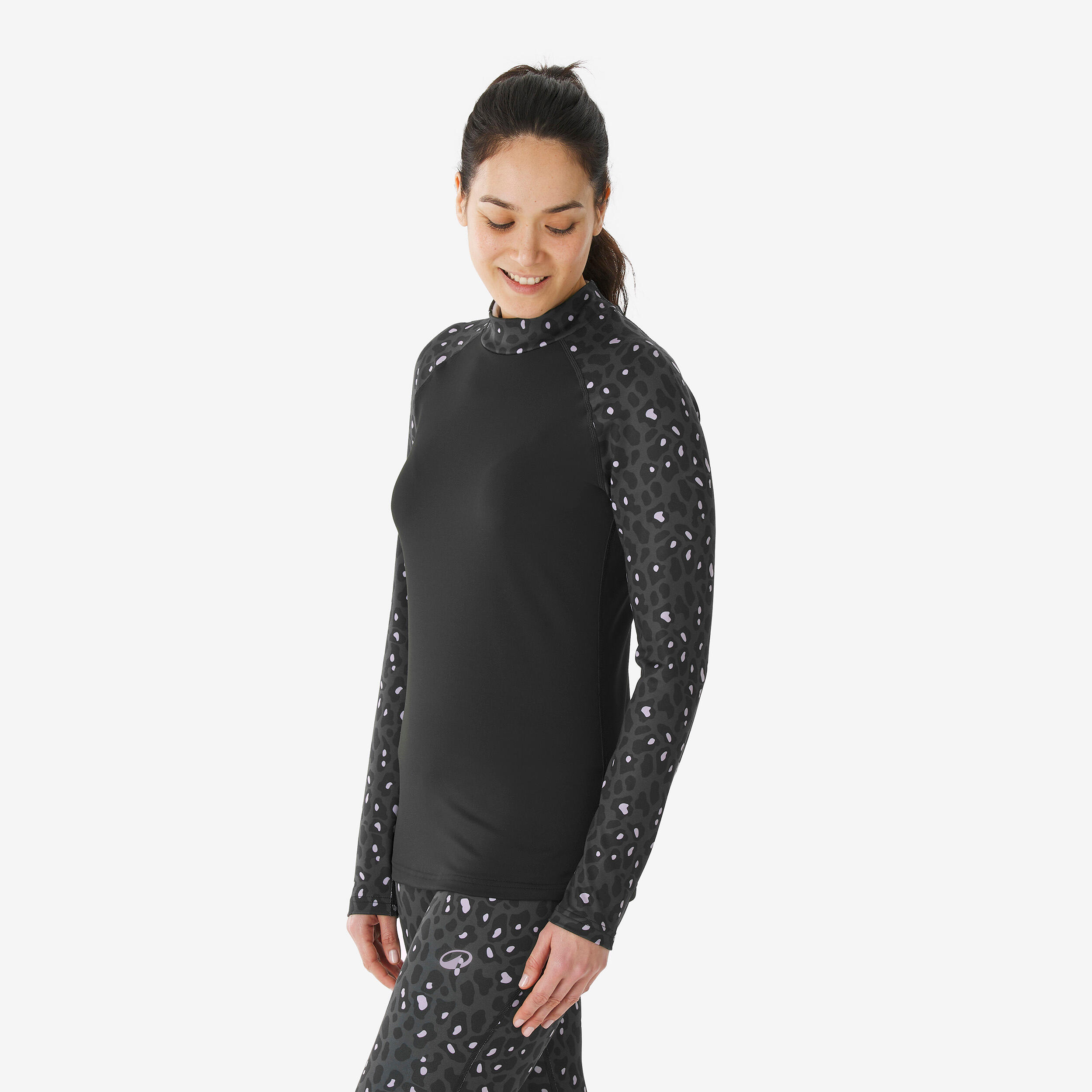 لباس زیر حرارتی اسکی زنانه – مشکی با طرح پلنگی – BL 500 - Image 3