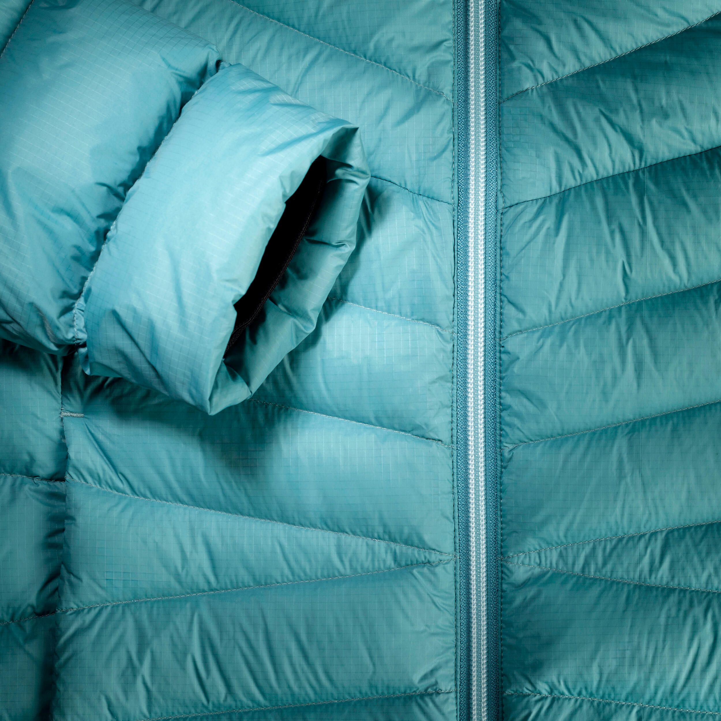 کاپشن پر زنانه سیموند – کوهنوردی و فضای باز – کلاه‌دار – آبی – مدل MT500 تا دمای ‌۱۰ درجه زیر صفر - Image 9