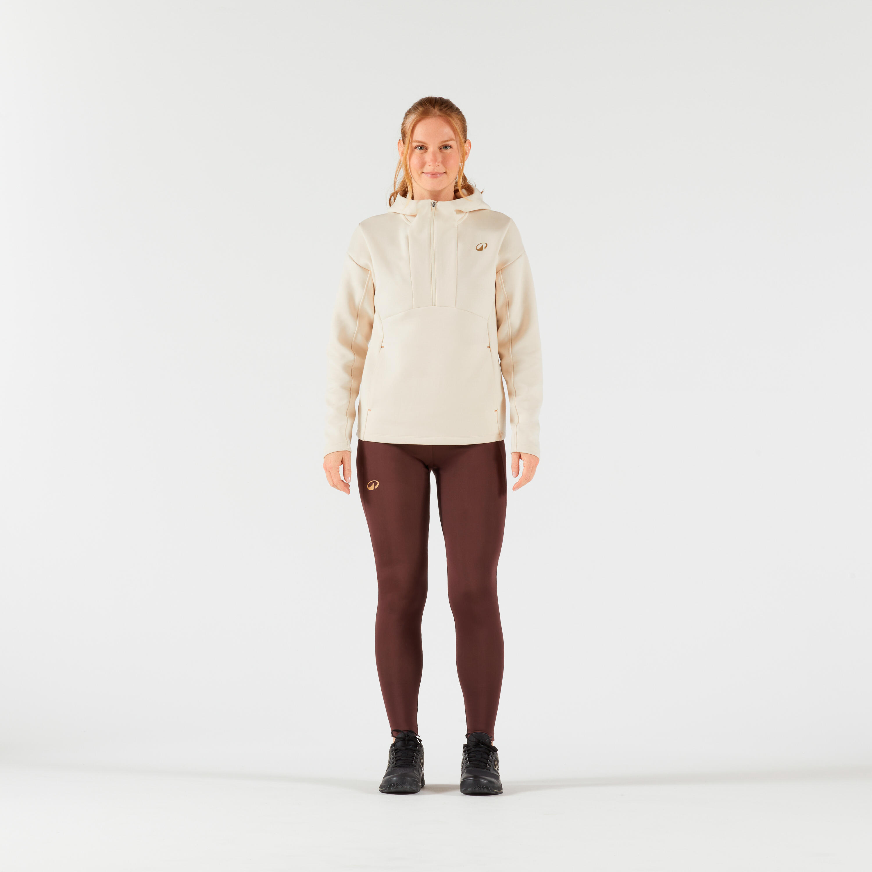 سویشرت زنانه تنیس با کلاه – رنگ بژ – KUIKMA