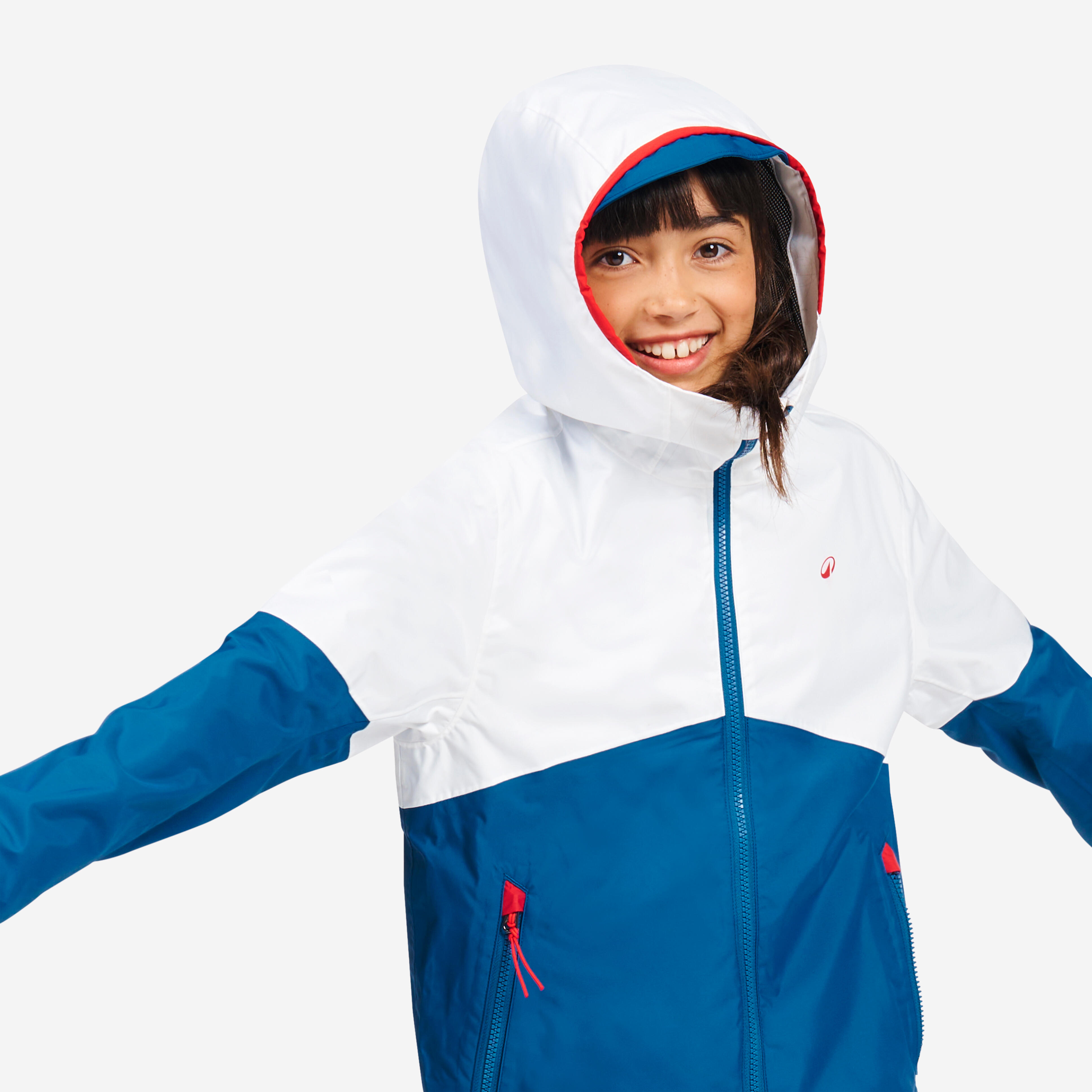 بارانی بادبانی بچگانه – سفید/آبی – مدل Sailing 100 – برند TRIBORD