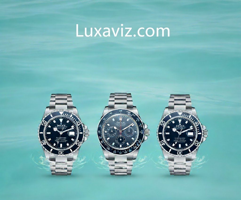 سه ساعت رولکس سابمارینر و دیتونا در پسزمینه آبی.