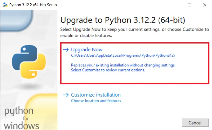آپدیت پایتون