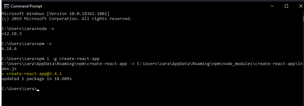 نصب ریکت جی اس : استفاده از ابزار create react app