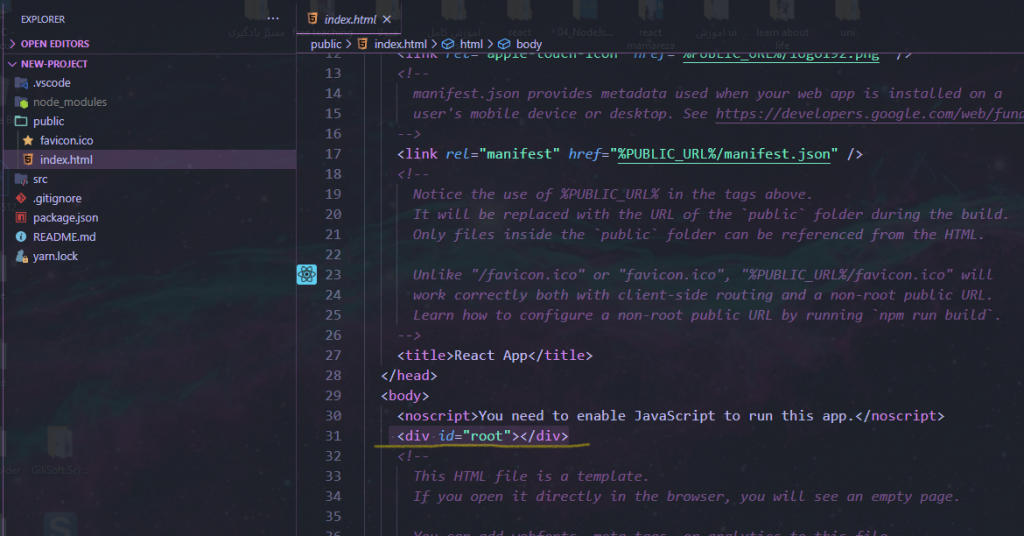 فولدر public در ریکت جی اس