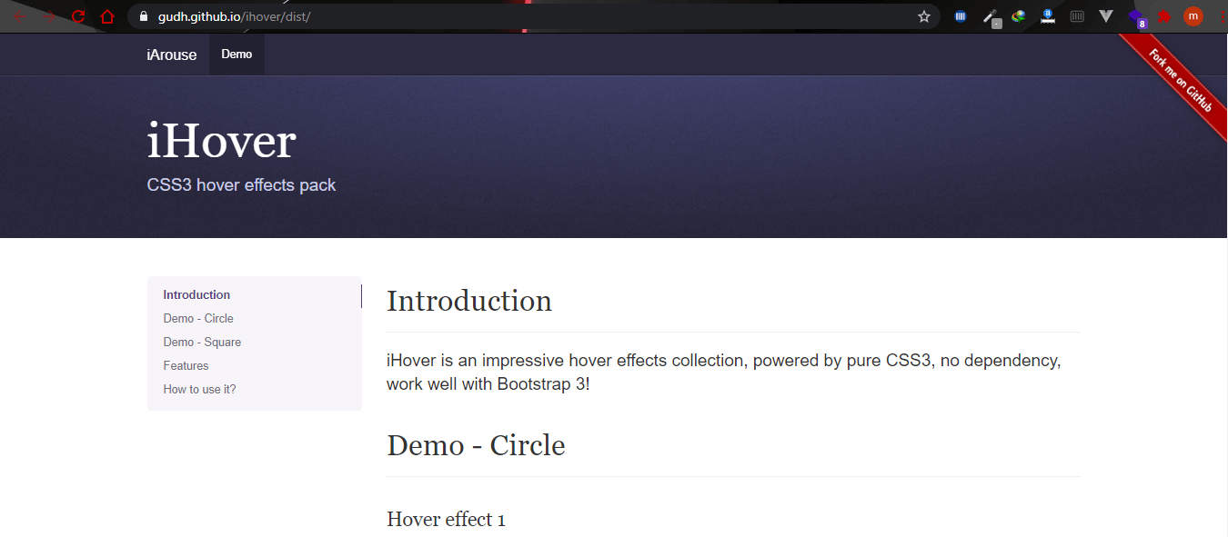 کتابحانه iHover در css